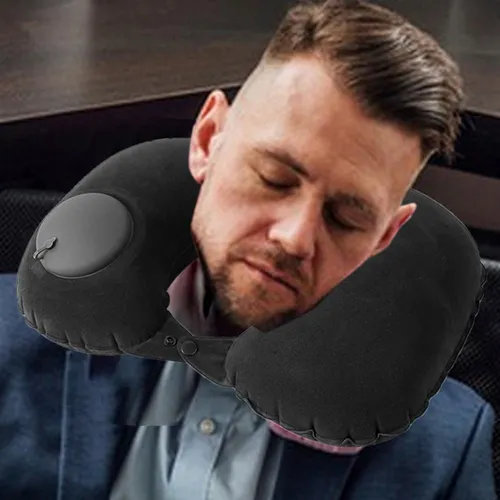 Almohada Inflable De Viaje Automatica Cuello Cojin Cervical