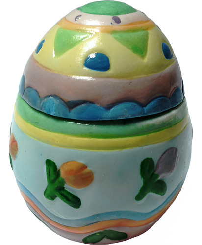 Cofre Porcelana Biscuit Forma Huevo Colores Pastel (Usado)