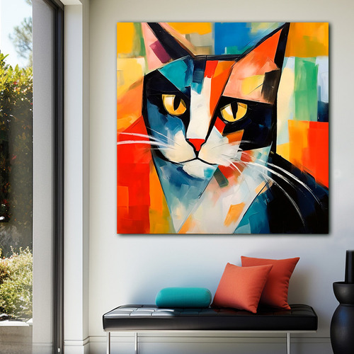 Cuadro Canvas Picasso Animales Colores Elegante 90x90 A11