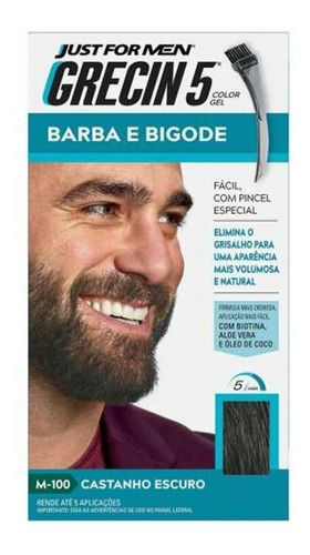 Grecin 5 Barba E Bigode Color Gel Castanho Escuro