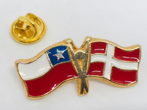 Pin Bandera Chile Y Dinamarca Entrelazadas 