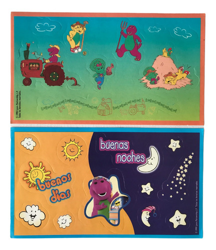 2 Planillas De Stickers De Barney El Dinosaurio Calcomanias