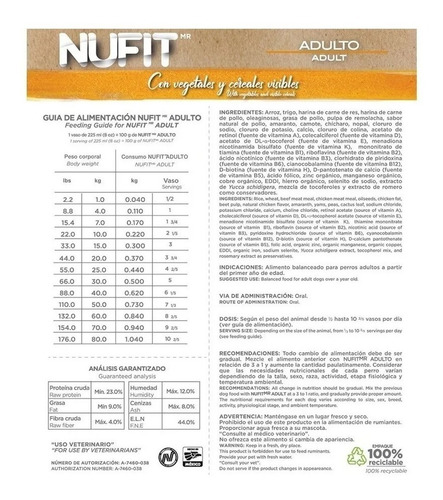 Imagen 2 de 3 de Nufit Perro Adulto 8 Kg By Nupec