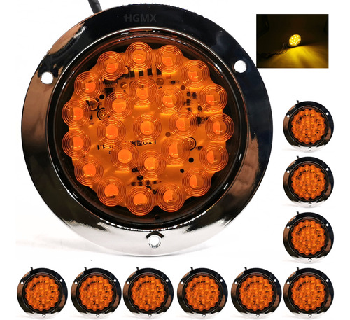 10 Pcs Plafón 24 Led Redondo Alta Baja Estrobo Cromo 12-24v