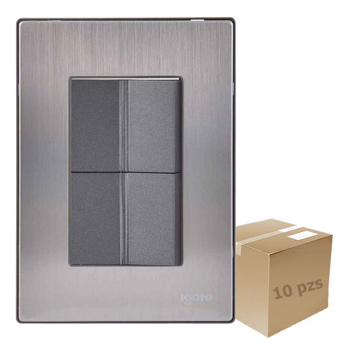Placa Armada Inox 2 Apagadores Sencillos 1.5 Mod Oxford 10pz