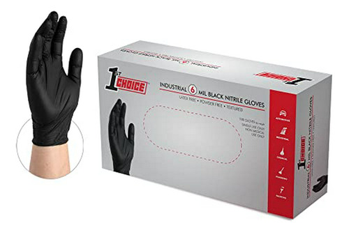 Guantes Desechables De Nitrilo Negro - 6 Mil - Sin Látex - N