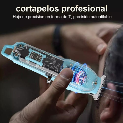 Cortadora De Pelo Recargable Profesional Transparente Lcd Rosa