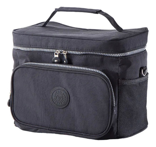 Lancheira Bolsa Termica Porta Marmita Alça Ombro Fitness Cor Preto