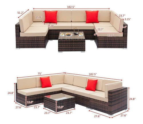 Excelente Sala Para Jardin De Rattan Color Marron Envio Grat