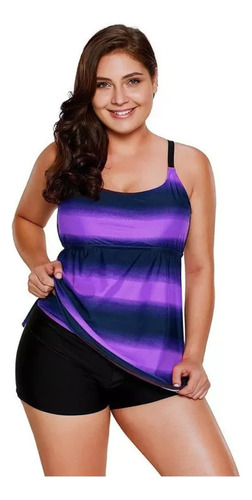 Maiô Plus Size Plus Tankini Blusa Batita Short