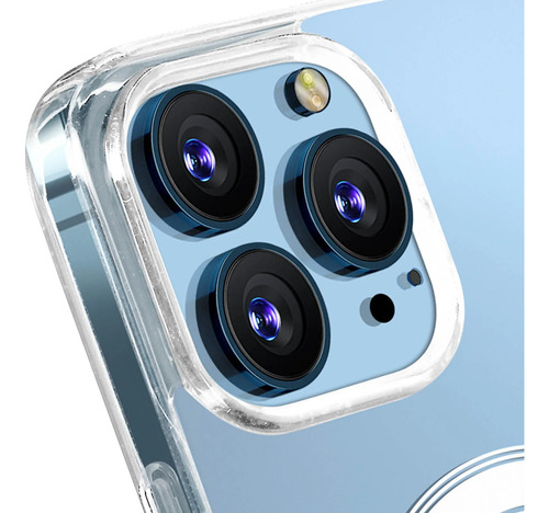 Mr. Gadgets Kit 3 En 1 Funda Transparante + Mica Pantalla + Micas Aros Protectores De Cámara Compatible Con Magsafe Para iPhone 13 Pro Aros Color Titanio