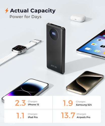 Powerbank Portátil Joyfar 10000mah Usb C Con Cable