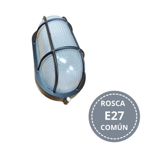 Imagen 6 de 9 de Tortuga Oval Aluminio C/vidrio Sica color negro E27