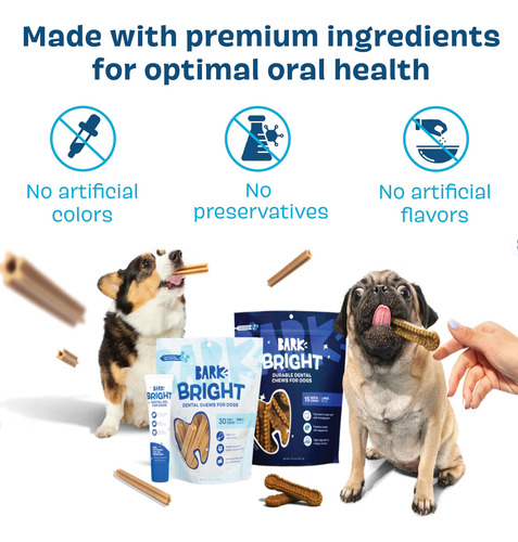 Kit Dental Bark Bright Original Dog Con 30 Masticables Para