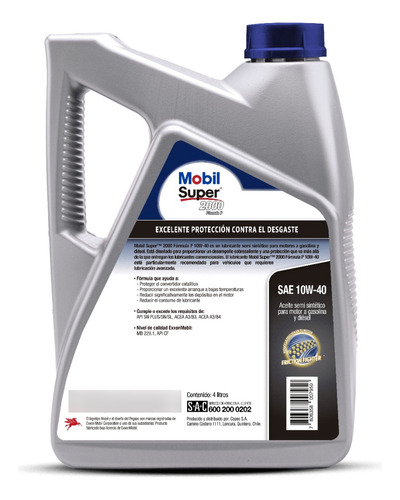 Aceite para motor Mobil semi-sintético 10W-40 para autos, pickups & suv de 1 unidad x 4L