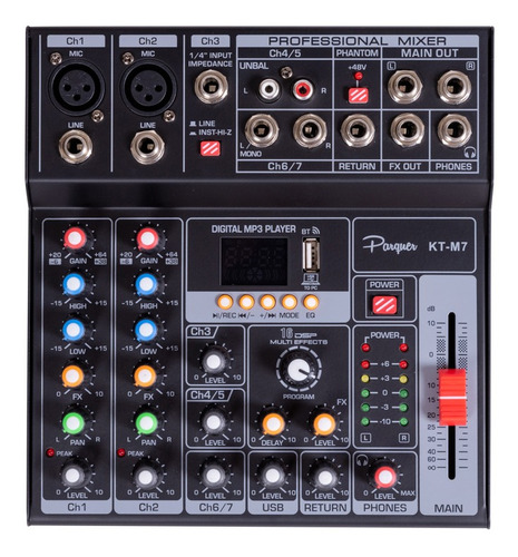 Consola Mixer Parquer 7 Canales Phanton Power Dc 5v