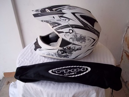 Casco Thh Motocross Enduro Blanco/negro/matte Varias Tallas