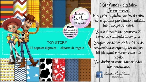Papeles Fondos Digitales Toy Story Kit Imprimible