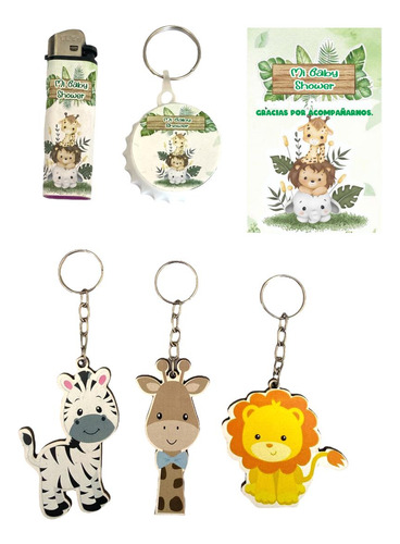 Recuerdo 30 Pz Baby Shower Selva Animalitos Jungla Combinado