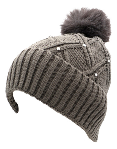 Gorro De Invierno Con Perlas E Interior Peluche Para Mujer