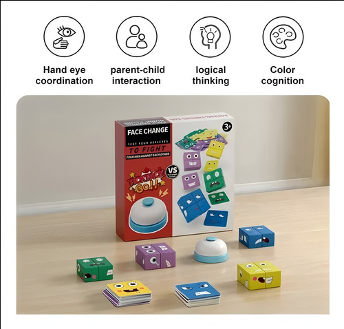 Juego De Cartas, Bloques De Madera Con Cara De Cachorro, Jug