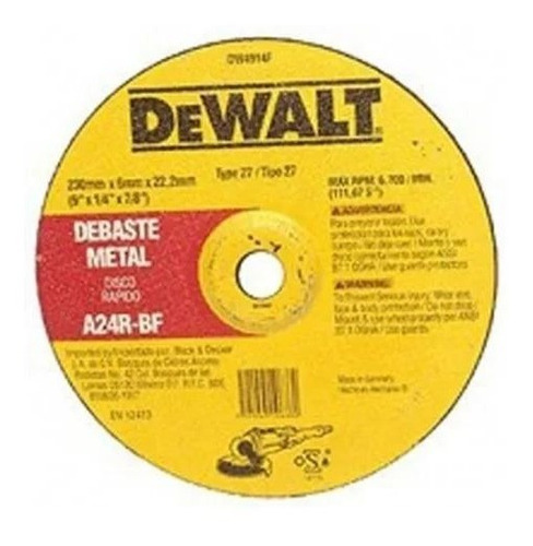 Disco Dewalt Desbaste Metal 230 X 6.4 X 22.2mm - Ynter Indus