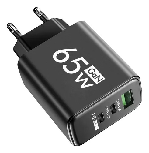 Carregador De Celular 65w Tipo C Com Tipo A + Usb Turbo