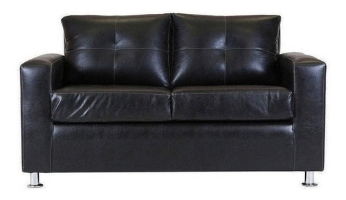 Sofa Facundo 2 Cuerpos Pu Negro Pata Metal / Muebles América