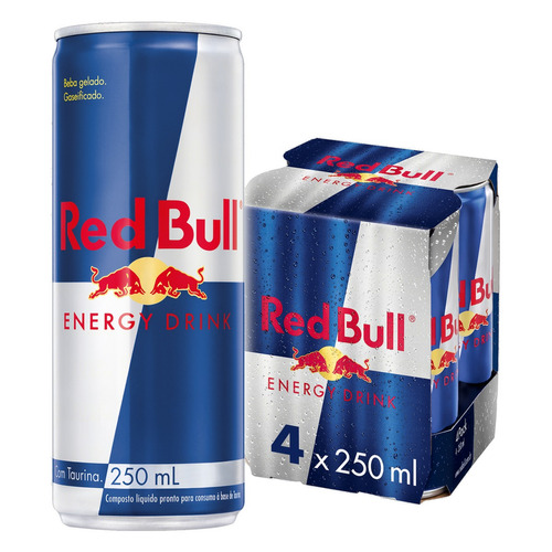 Pack Energético Red Bull Lata 4 Unidades 250ml Cada