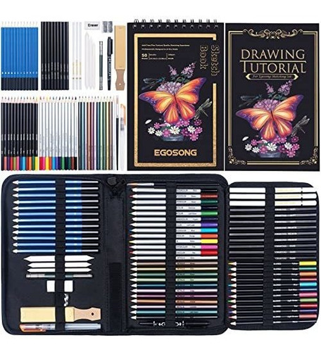 Egosong 73 Pack Sketching Drawing Set Kit, Pro Art Sketch S