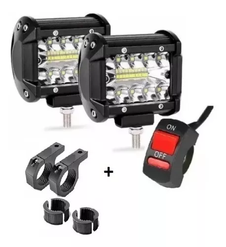 Faros Auxiliares Led 20w Cree Par De Moto + Switch