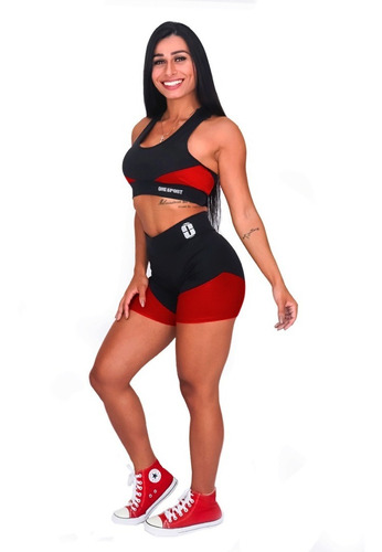 Conjunto Academia Short Cos Alto + Top Fitness Feminino 2022