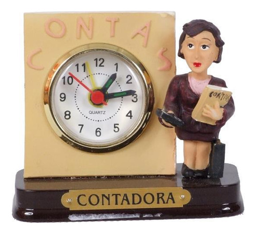 Miniatura Contadora Resina Com Relógio 8 Cm Meerchi