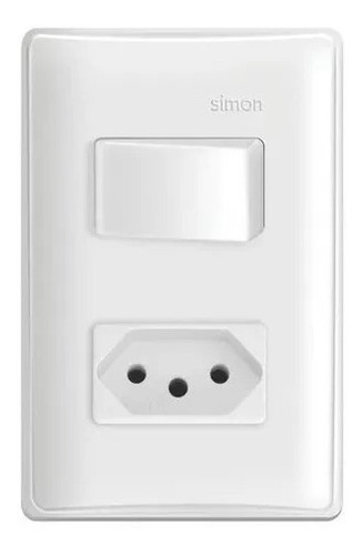 Conjunto 1 Interruptor Simples +1 Tomada 2p+t 10a 250v Simon Cor Branco