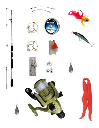 Combo Caña + Reel . Kit Completo Para Pesca Variada!el Mejor