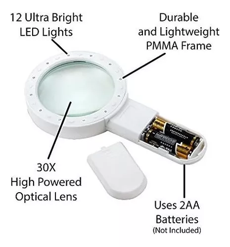 Pineapple LLC Magnifying Glass with Light, 30X Handheld Large