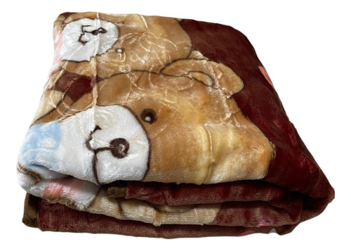 Cobertor Cunero Para Bebe 100x120cm Extra Suave Calientito Marrón Osos Liso