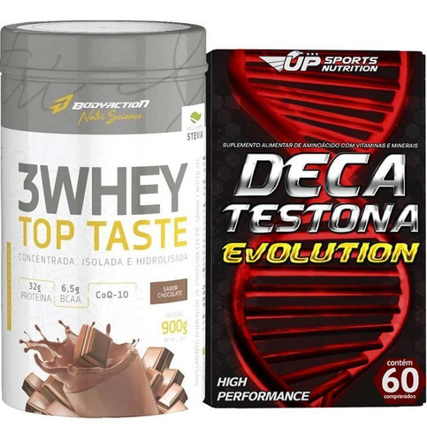 Whey 3w Top Taste 900g Chocolate + Deca Testona Evolution