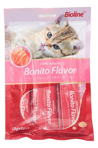 Snack Cremoso Para Gatos Bioline Sabor Bonito Flavor 6 Un