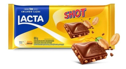 Chocolate Shot Amendoim Tablete Lacta 80g
