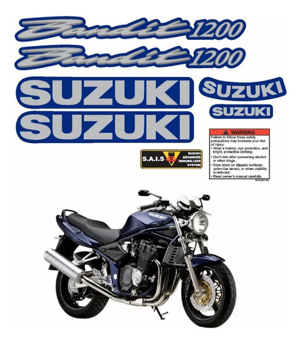 Kit Adesivos Suzuki Gsf Bandit 1200n 2003 Azul Ca-02964
