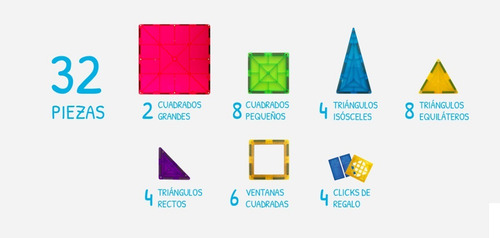 Juego Bloques Magnético Braintoys Imanix Standard 32 Piezas