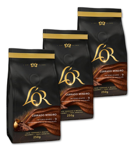 Café Gourmet Lor Cerrado Mineiro Moído Kit 3 Pacotes 250g