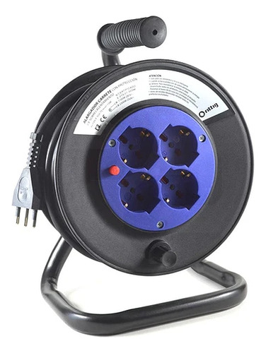 Alargador Carrete 4 Posiciones 16a 250v Negro 20mt