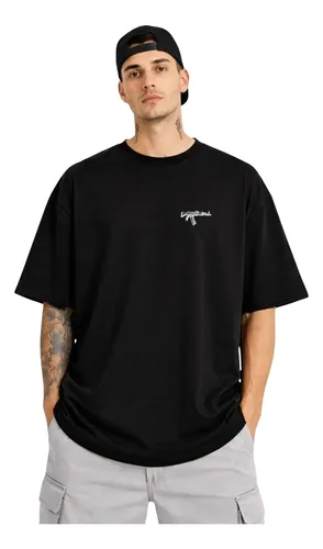 Camiseta Oversized Algodão Masculina Estampadas Estilosas Preto Ak47 G