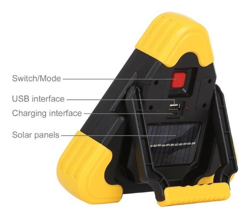 Luz Triángulo De Emergencia 3 Led Carga Solar Usb Powerbank