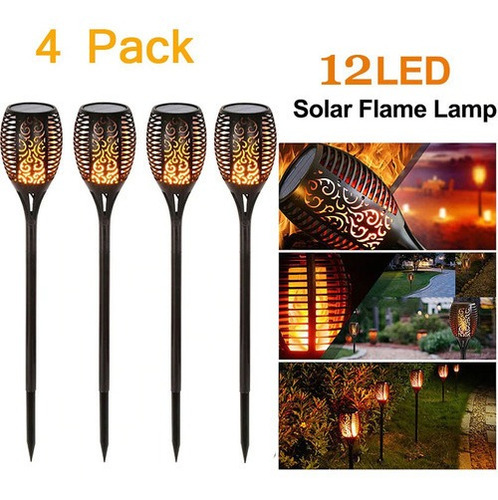 Pack X4 Luz Solar Con Estaca Exterior Tierra Jardin