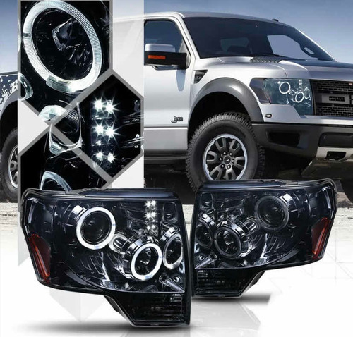 Par De Faros Ford Lobo F150 2009-2014 Cromo Ahumados Drl