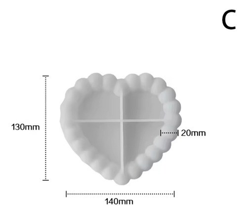 Molde De Silicona Para Corazón Yeso Cemento Resina