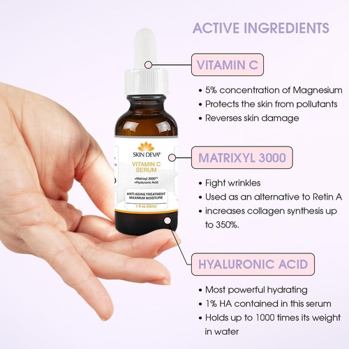 Suero Facial De 1 Oz Con Vitamina C Y Ácido Hialurónico + Su